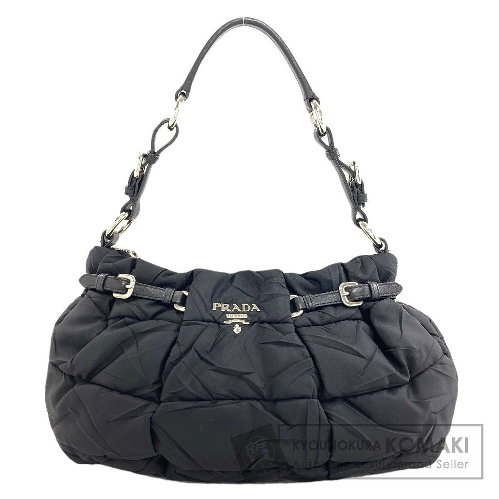 Prada black quilted Tessuto Chain shoulder bag buckle chain